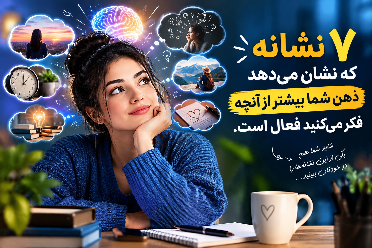 7 نشانه که نشان میدهد ذهن شما بیشتر از آنکه فکر میکنید فعال است .